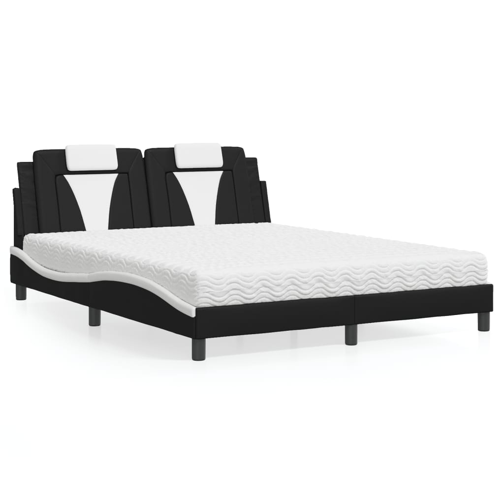 vidaXL Bett "Viana" mit Matratze Schwarz 80x200 cm Kunstleder