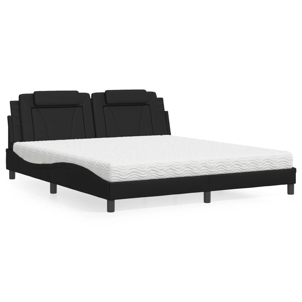 vidaXL Bett "Viana" mit Matratze Schwarz 80x200 cm Kunstleder
