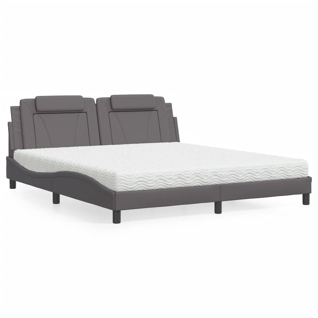 vidaXL Bett "Viana" mit Matratze Schwarz 80x200 cm Kunstleder