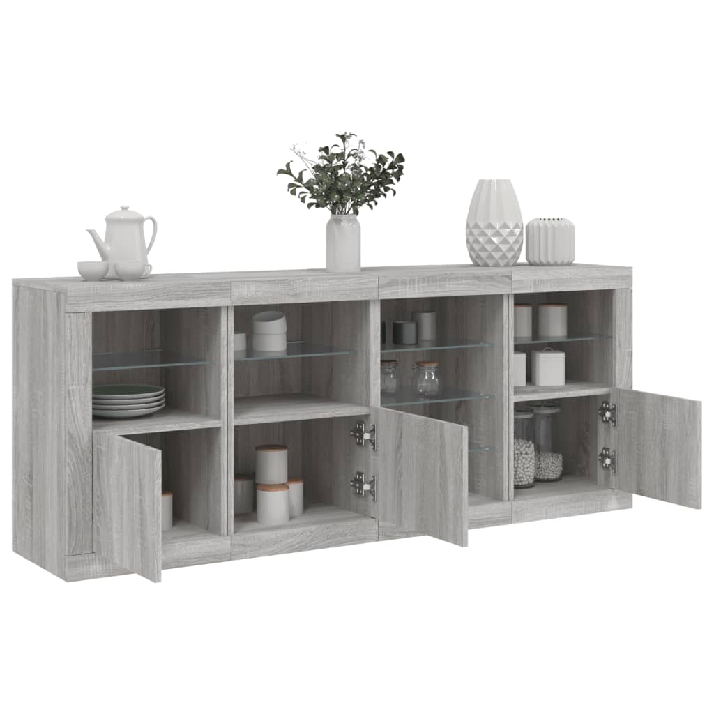 vidaXL Sideboard mit LED-Leuchten Weiß 164x37x67 cm