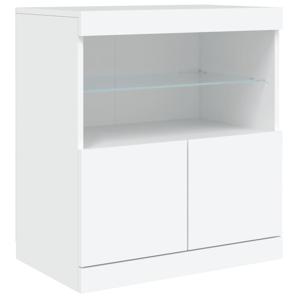 vidaXL Sideboard mit LED-Leuchten Weiß 142,5x37x67 cm