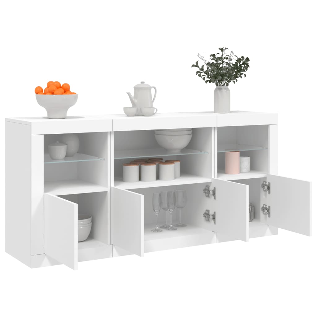 vidaXL Sideboard mit LED-Leuchten Weiß 142,5x37x67 cm