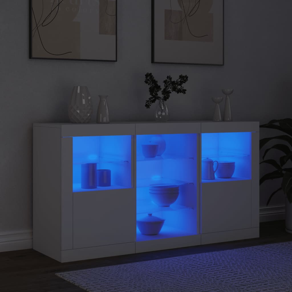 vidaXL Sideboard mit LED-Leuchten Weiß 123x37x67 cm