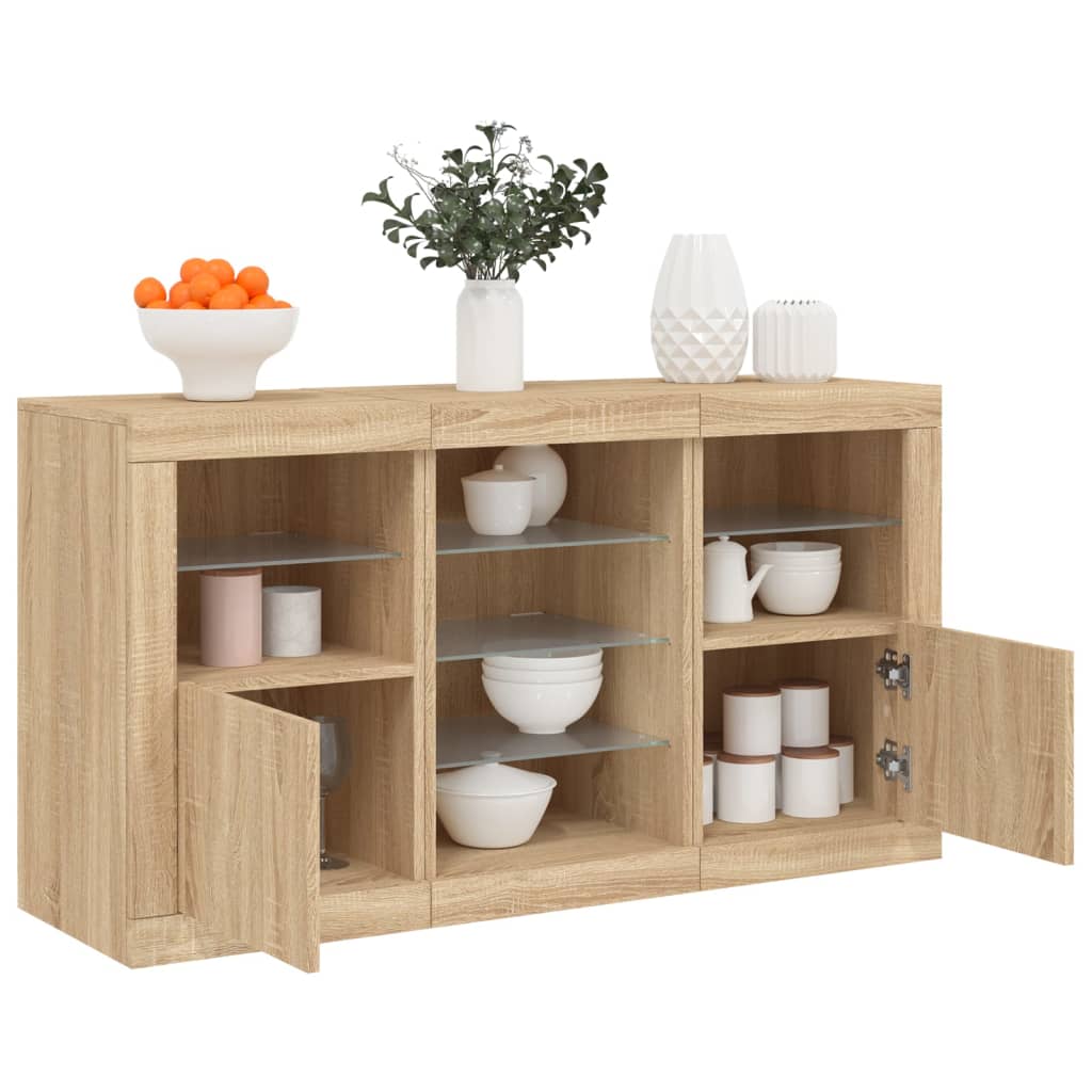 vidaXL Sideboard mit LED-Leuchten Weiß 123x37x67 cm