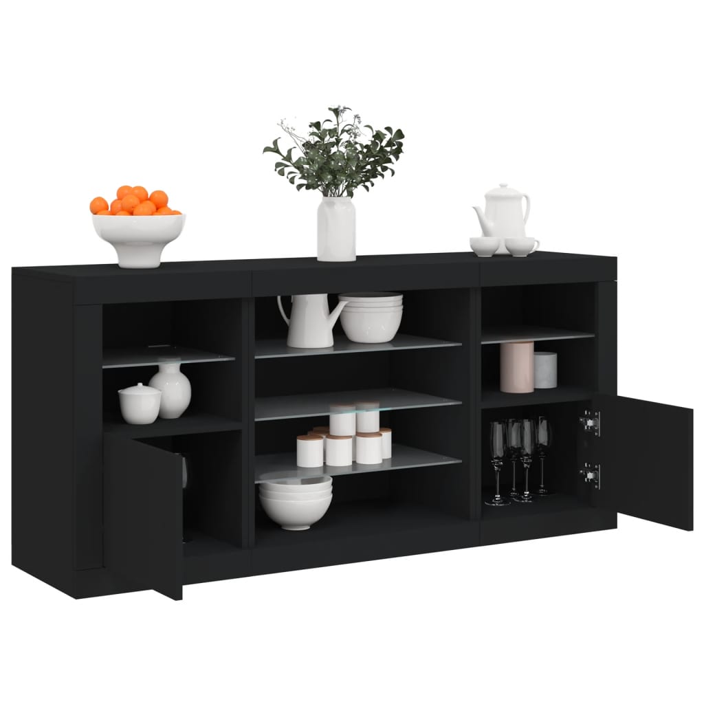 vidaXL Sideboard mit LED-Leuchten Weiß 142,5x37x67 cm