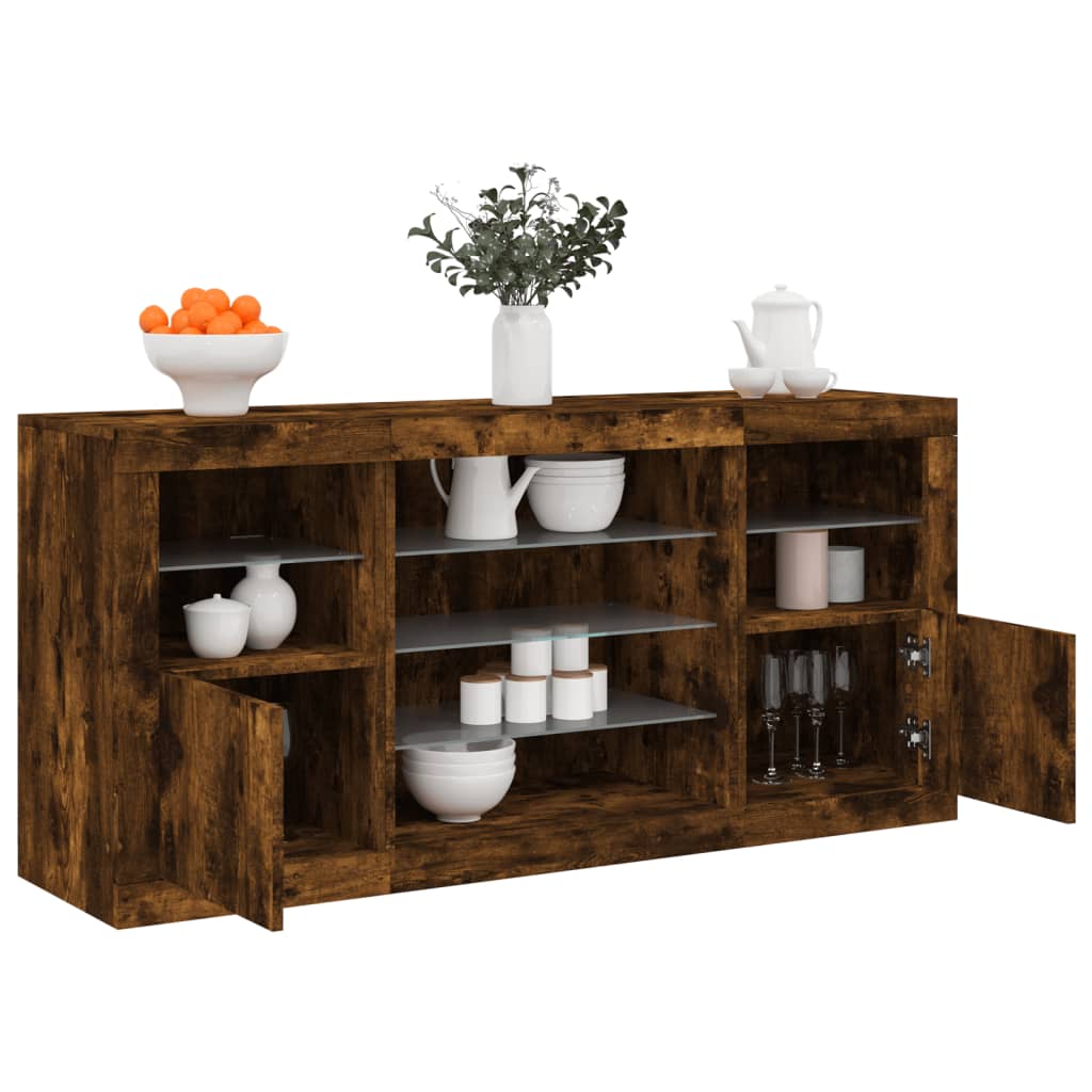 vidaXL Sideboard mit LED-Leuchten Weiß 142,5x37x67 cm