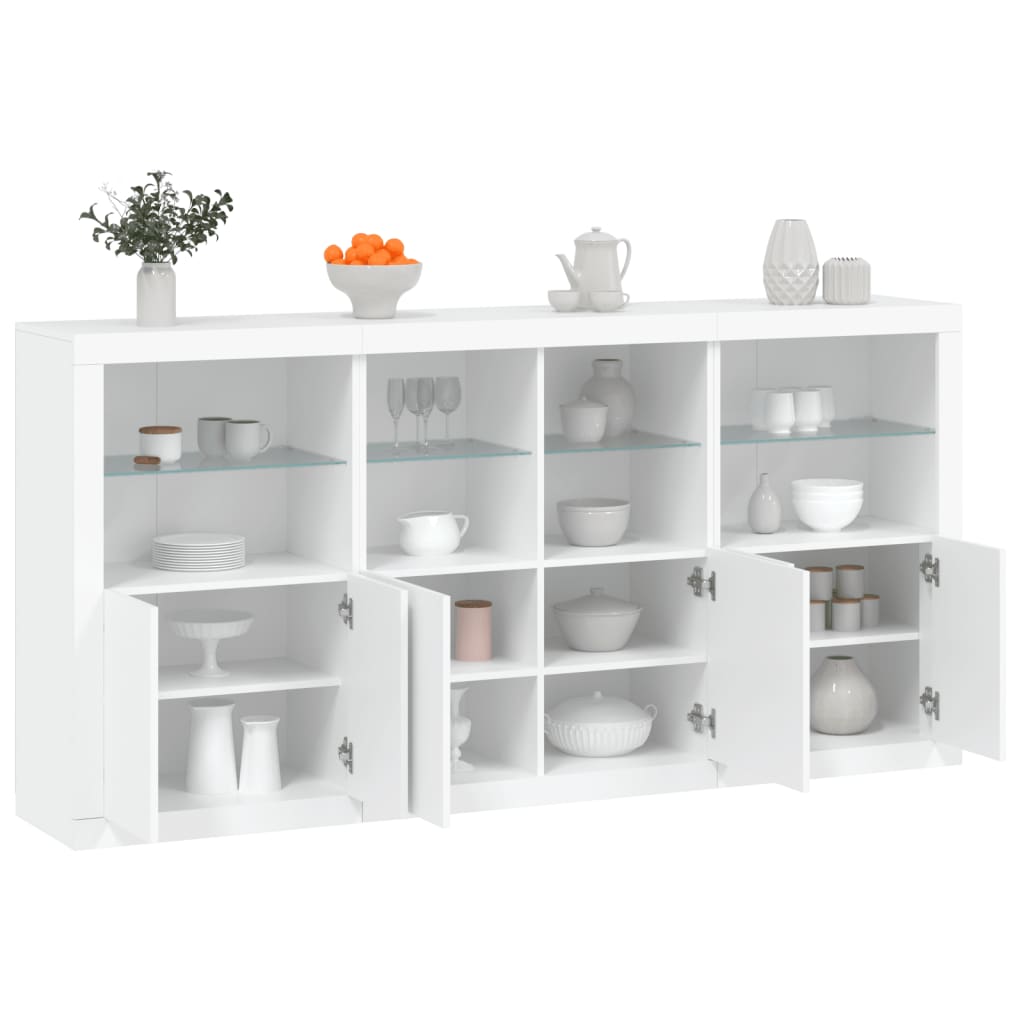 vidaXL Sideboard mit LED-Leuchten Weiß 202x37x100 cm