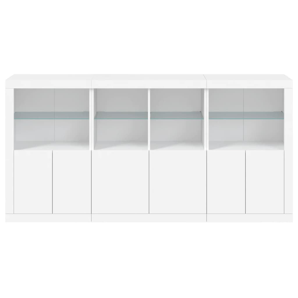 vidaXL Sideboard mit LED-Leuchten Weiß 202x37x100 cm