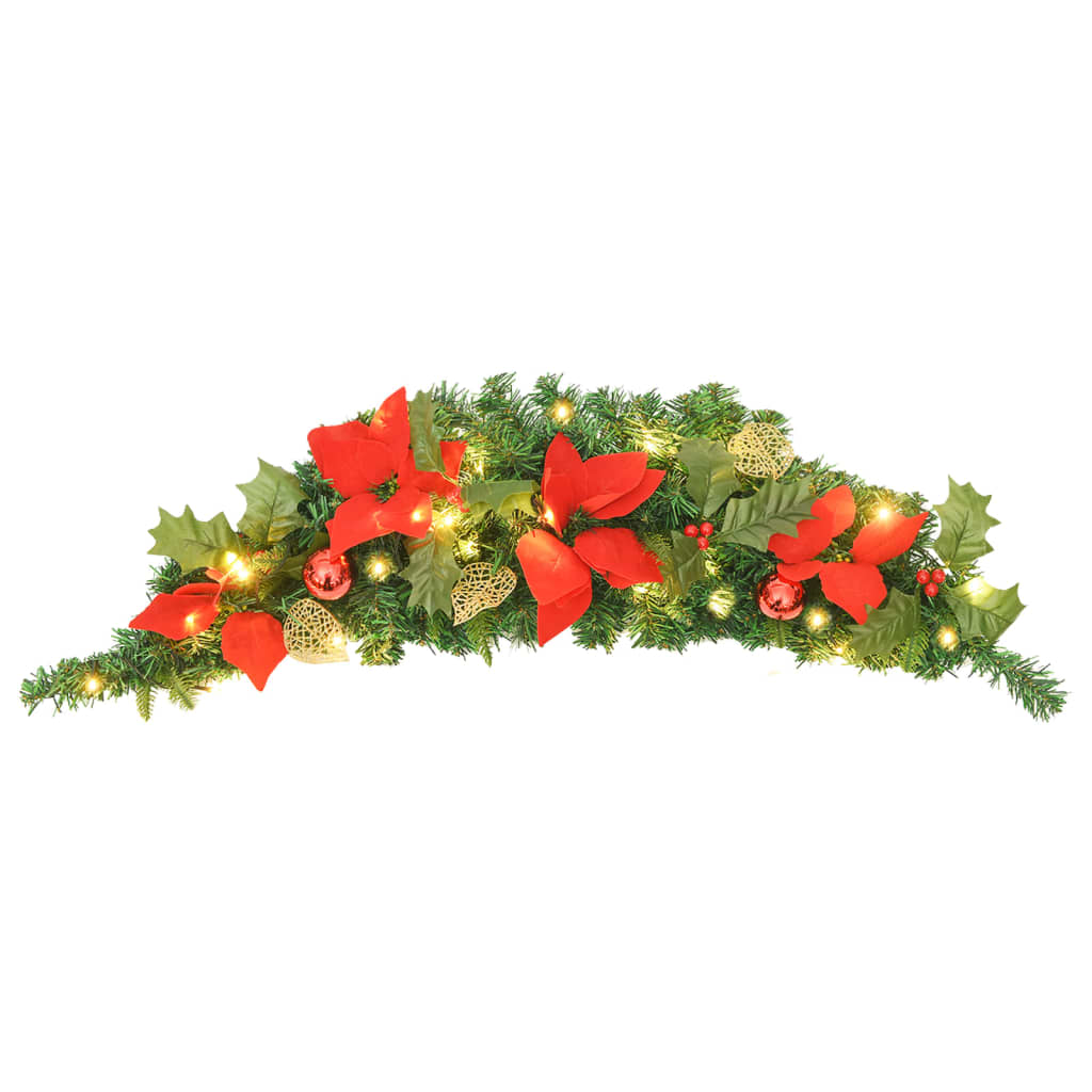 vidaXL Weihnachts-Türbogen mit LED-Lichtern Grün 90 cm PVC