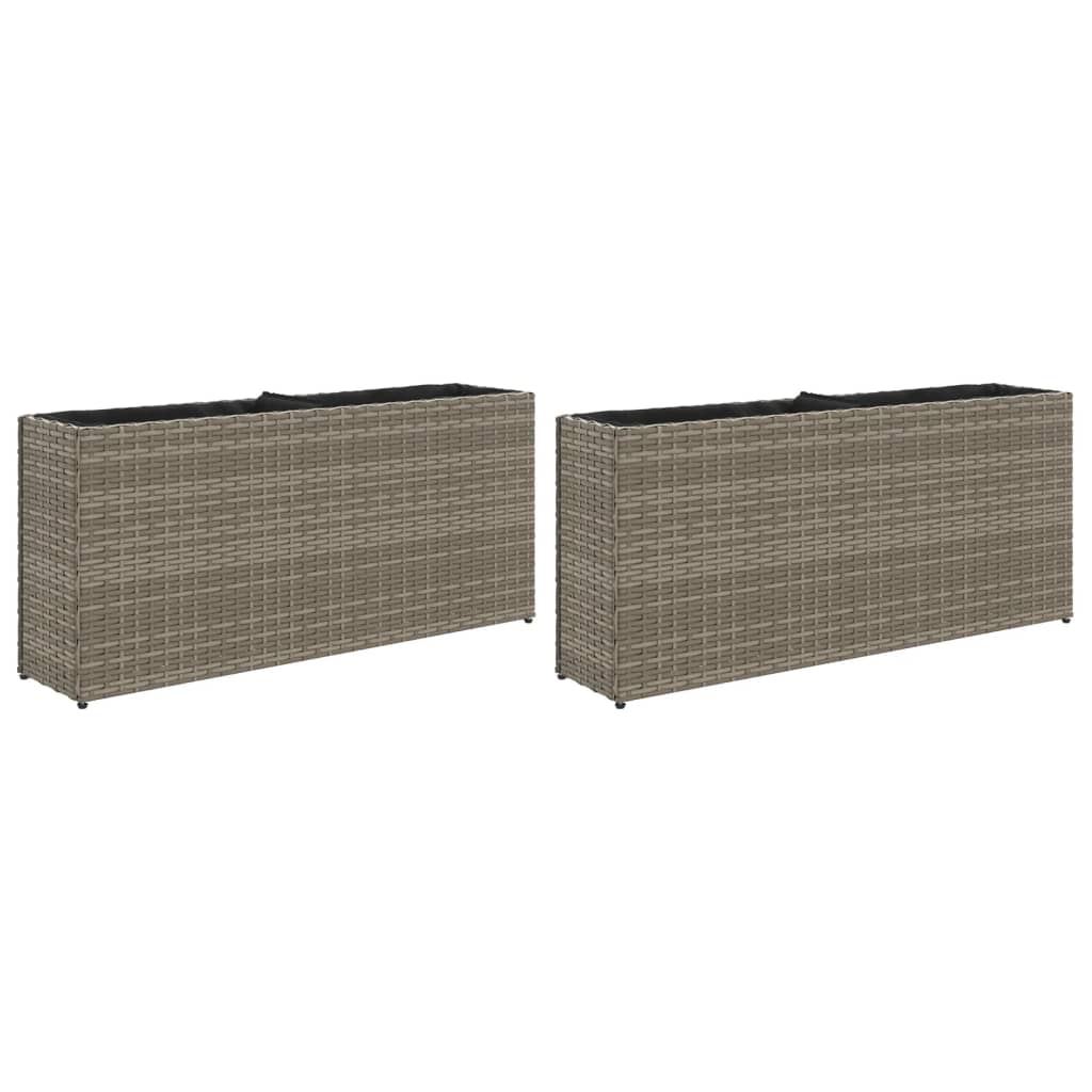 vidaXL Pflanzkübel mit 2 Töpfen 2 Stk. Grau 90x20x40 cm Poly Rattan