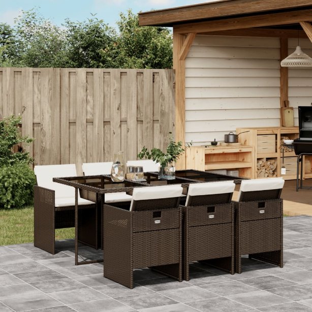 vidaXL 5-tlg. Garten-Essgruppe mit Kissen Schwarz Poly Rattan