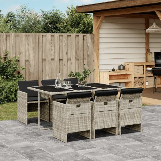 vidaXL 5-tlg. Garten-Essgruppe mit Kissen Schwarz Poly Rattan