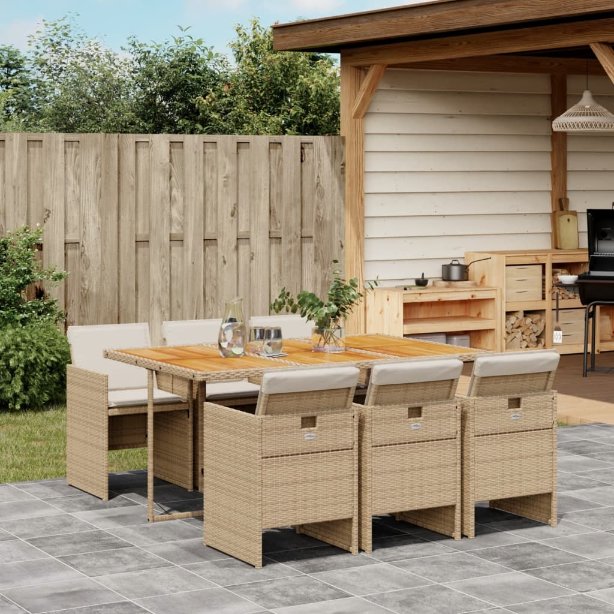 vidaXL 5-tlg. Garten-Essgruppe mit Kissen Schwarz Poly Rattan
