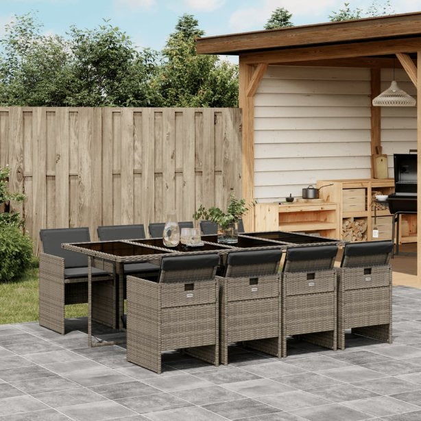 vidaXL 5-tlg. Garten-Essgruppe mit Kissen Schwarz Poly Rattan