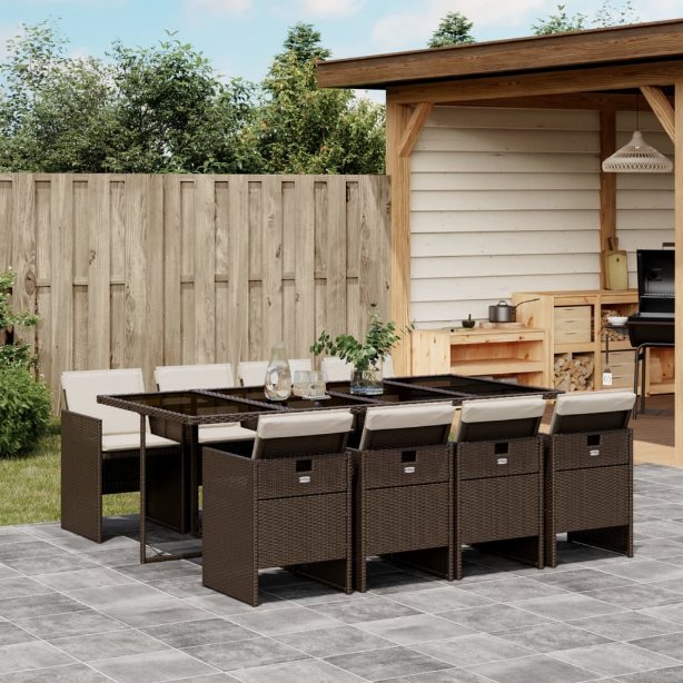 vidaXL 5-tlg. Garten-Essgruppe mit Kissen Schwarz Poly Rattan