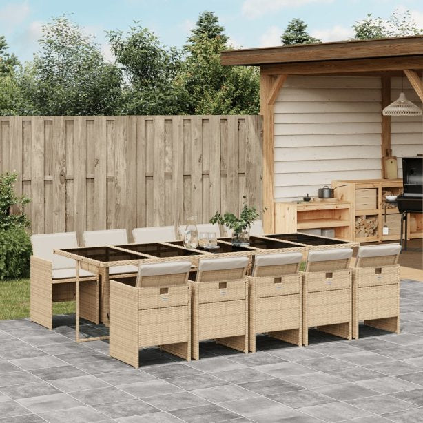 vidaXL 5-tlg. Garten-Essgruppe mit Kissen Schwarz Poly Rattan