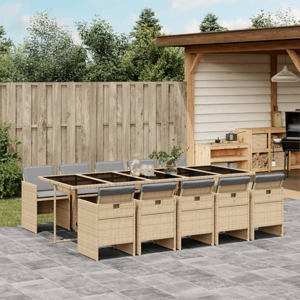 vidaXL 5-tlg. Garten-Essgruppe mit Kissen Schwarz Poly Rattan