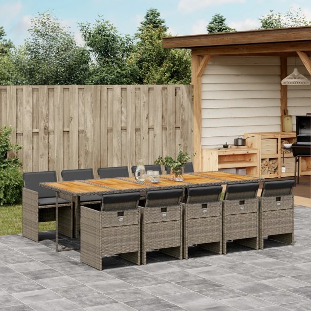 vidaXL 5-tlg. Garten-Essgruppe mit Kissen Schwarz Poly Rattan