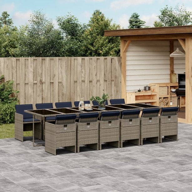 vidaXL 5-tlg. Garten-Essgruppe mit Kissen Schwarz Poly Rattan