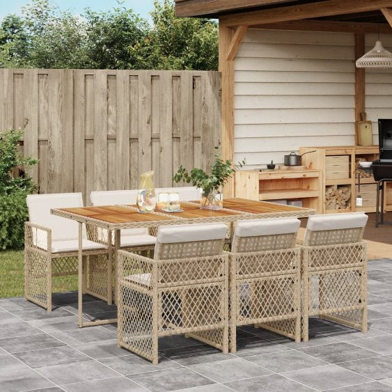 vidaXL 5-tlg. Garten-Essgruppe mit Kissen Schwarz Poly Rattan