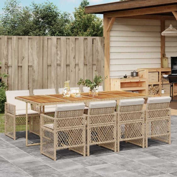 vidaXL 5-tlg. Garten-Essgruppe mit Kissen Schwarz Poly Rattan