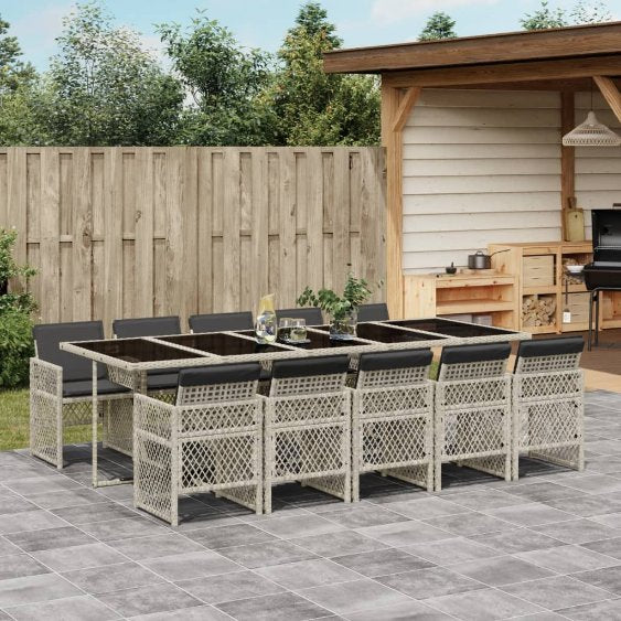 vidaXL 5-tlg. Garten-Essgruppe mit Kissen Schwarz Poly Rattan