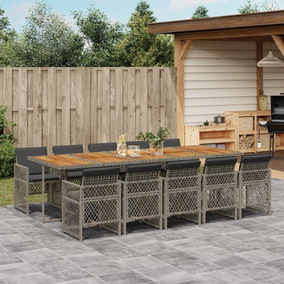 vidaXL 5-tlg. Garten-Essgruppe mit Kissen Schwarz Poly Rattan