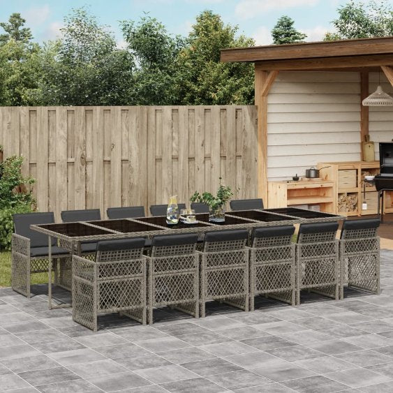vidaXL 5-tlg. Garten-Essgruppe mit Kissen Schwarz Poly Rattan