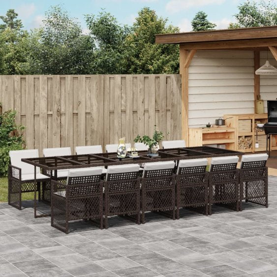 vidaXL 5-tlg. Garten-Essgruppe mit Kissen Schwarz Poly Rattan