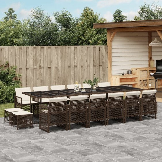 vidaXL 9-tlg. Garten-Essgruppe mit Kissen Schwarz Poly Rattan