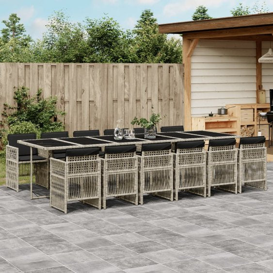 vidaXL 5-tlg. Garten-Essgruppe mit Kissen Schwarz Poly Rattan