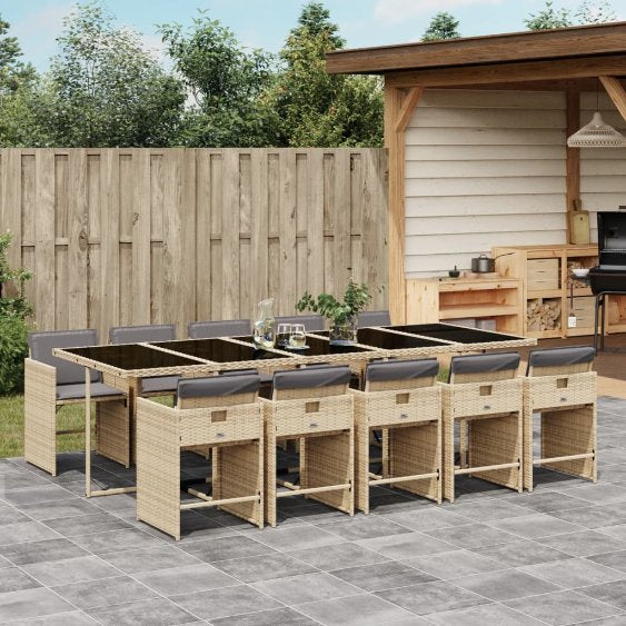 vidaXL 5-tlg. Garten-Essgruppe mit Kissen Schwarz Poly Rattan