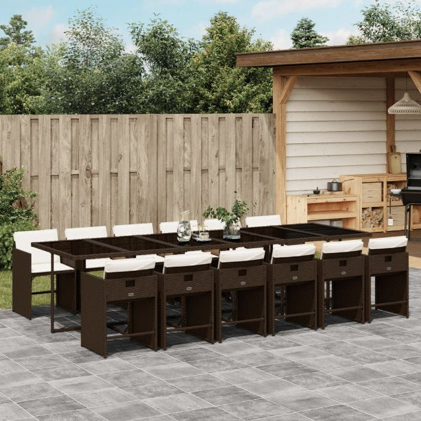 vidaXL 5-tlg. Garten-Essgruppe mit Kissen Schwarz Poly Rattan