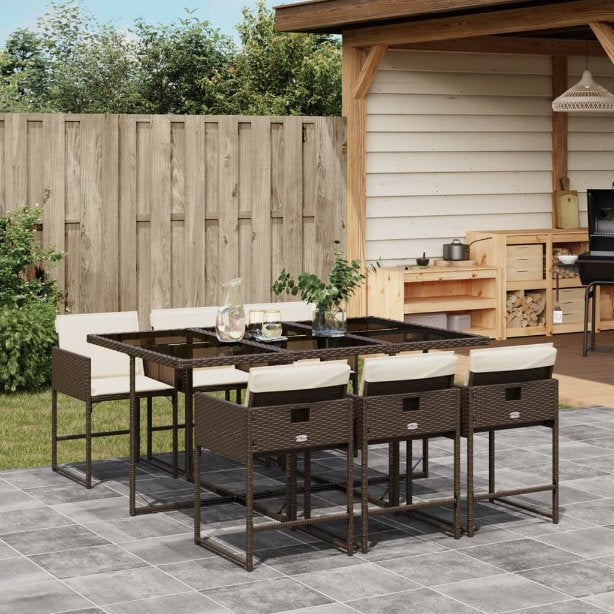 vidaXL 5-tlg. Garten-Essgruppe mit Kissen Schwarz Poly Rattan
