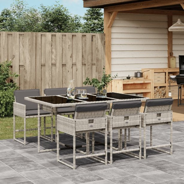 vidaXL 5-tlg. Garten-Essgruppe mit Kissen Schwarz Poly Rattan