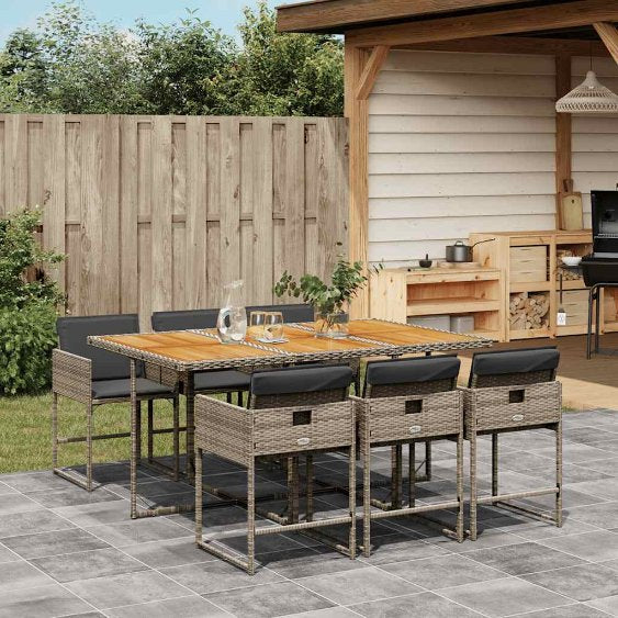 vidaXL 5-tlg. Garten-Essgruppe mit Kissen Schwarz Poly Rattan
