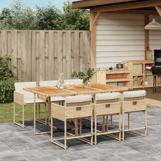 vidaXL 5-tlg. Garten-Essgruppe mit Kissen Schwarz Poly Rattan