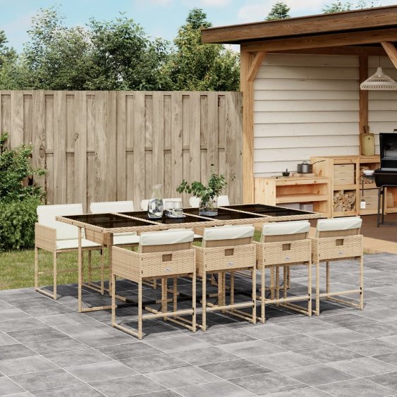 vidaXL 5-tlg. Garten-Essgruppe mit Kissen Schwarz Poly Rattan