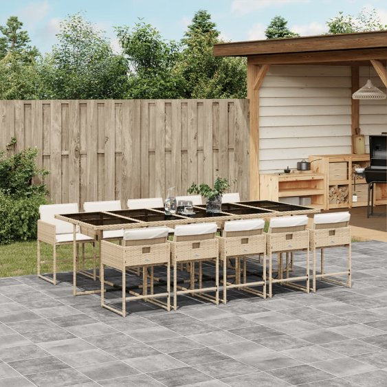 vidaXL 5-tlg. Garten-Essgruppe mit Kissen Schwarz Poly Rattan