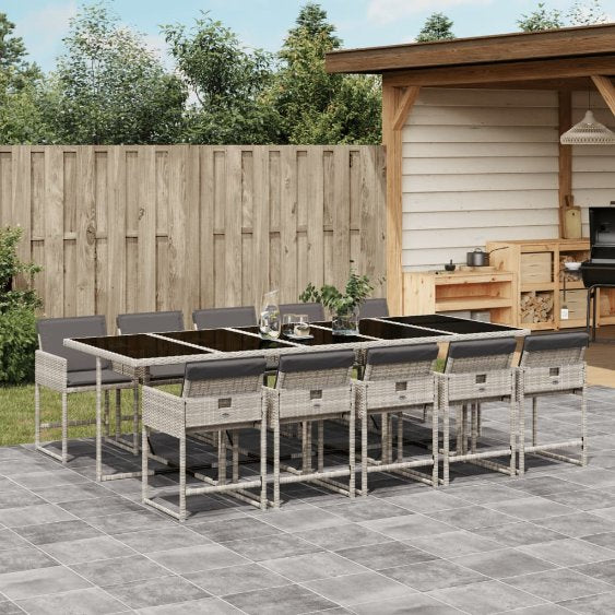 vidaXL 5-tlg. Garten-Essgruppe mit Kissen Schwarz Poly Rattan