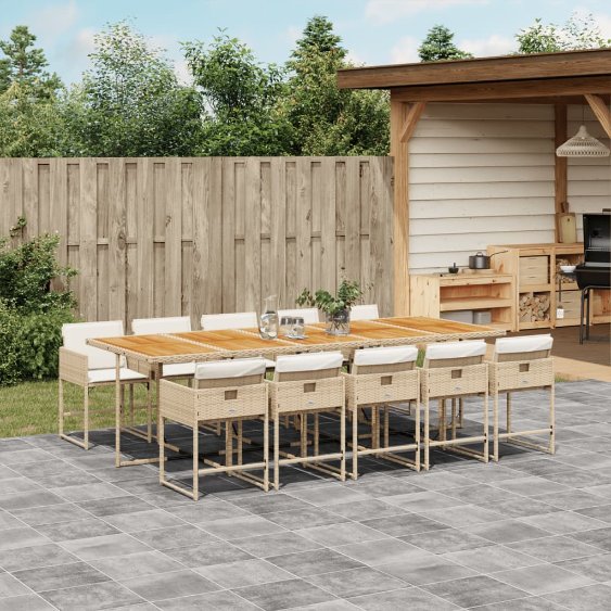 vidaXL 5-tlg. Garten-Essgruppe mit Kissen Schwarz Poly Rattan