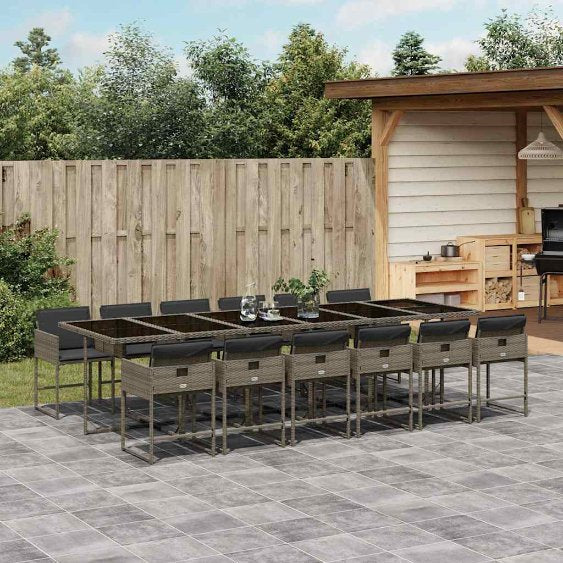 vidaXL 5-tlg. Garten-Essgruppe mit Kissen Schwarz Poly Rattan