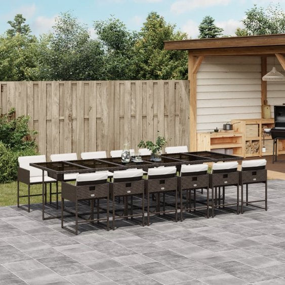 vidaXL 5-tlg. Garten-Essgruppe mit Kissen Schwarz Poly Rattan