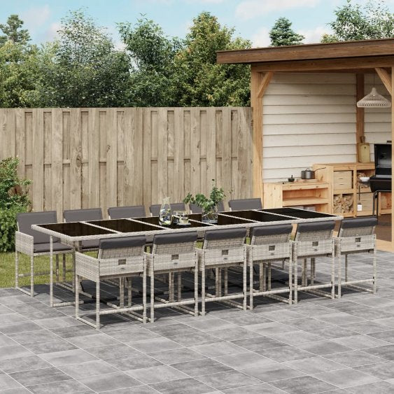 vidaXL 5-tlg. Garten-Essgruppe mit Kissen Schwarz Poly Rattan