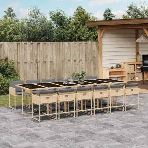 vidaXL 5-tlg. Garten-Essgruppe mit Kissen Schwarz Poly Rattan