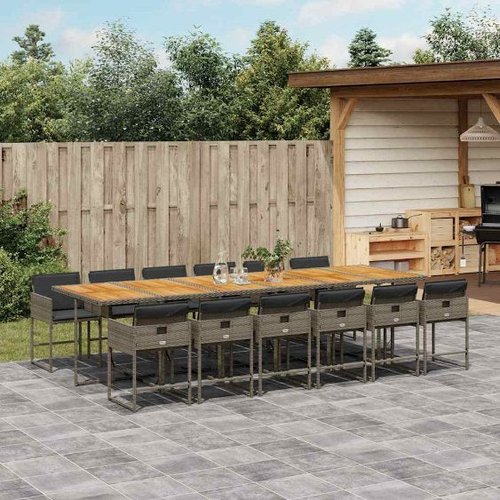 vidaXL 5-tlg. Garten-Essgruppe mit Kissen Schwarz Poly Rattan