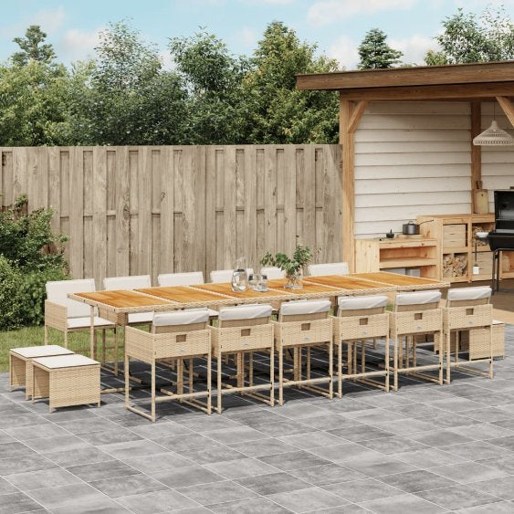 vidaXL 9-tlg. Garten-Essgruppe mit Kissen Schwarz Poly Rattan