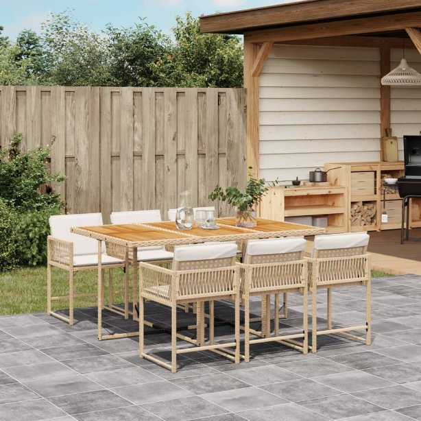 vidaXL 5-tlg. Garten-Essgruppe mit Kissen Schwarz Poly Rattan