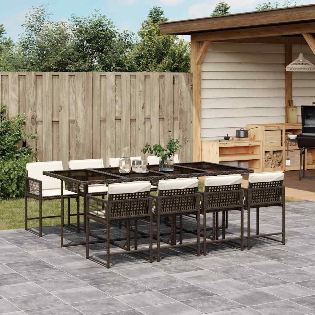 vidaXL 5-tlg. Garten-Essgruppe mit Kissen Schwarz Poly Rattan