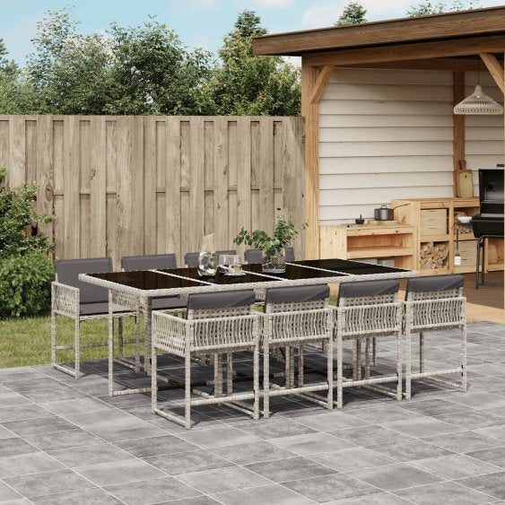 vidaXL 5-tlg. Garten-Essgruppe mit Kissen Schwarz Poly Rattan